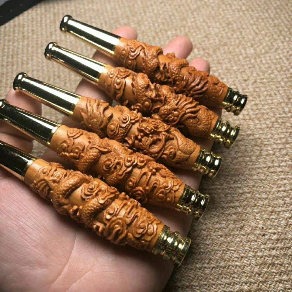 烟嘴金丝海耗牛过滤雕刻牛角烟嘴