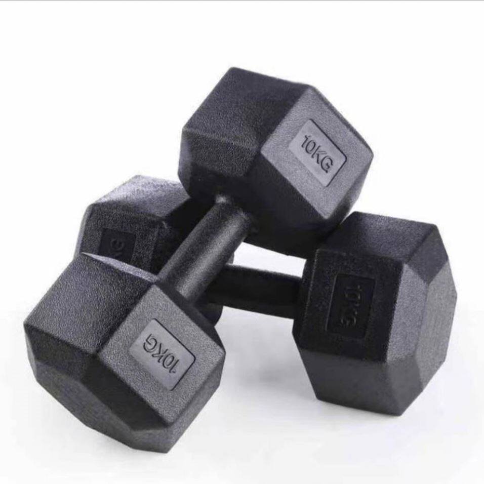 哑铃六角男士健身学生2kg5kg家用10kg包胶练臂女哑铃