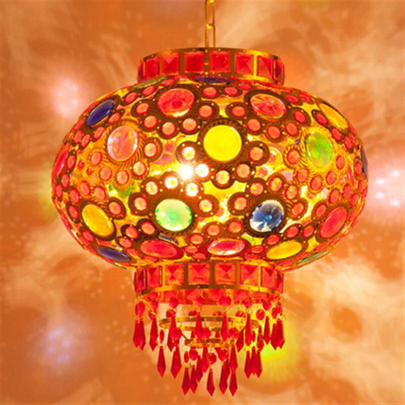 电动大光七彩水晶灯笼led大转阳台灯笼旋门发红灯笼