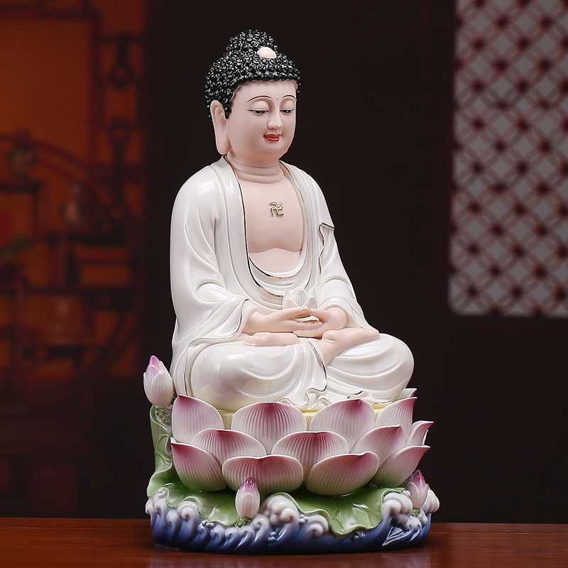 正品梵趣坐莲如来佛德化陶瓷佛像阿弥陀佛释迦牟尼药师供奉装饰摆件