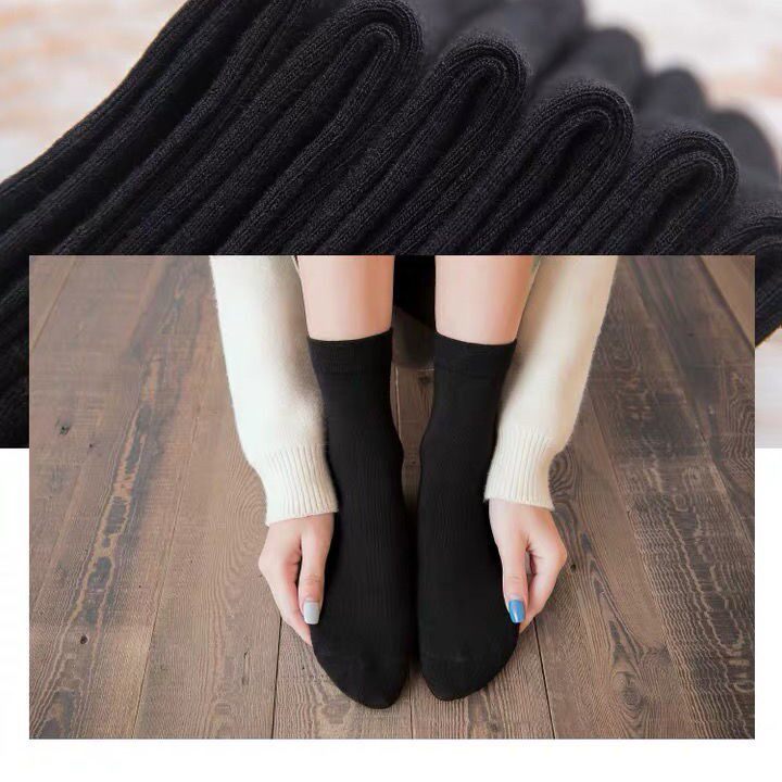 黑色袜子女中筒袜长筒堆堆薄款短袜配小皮鞋春夏ins潮纯棉黑袜子