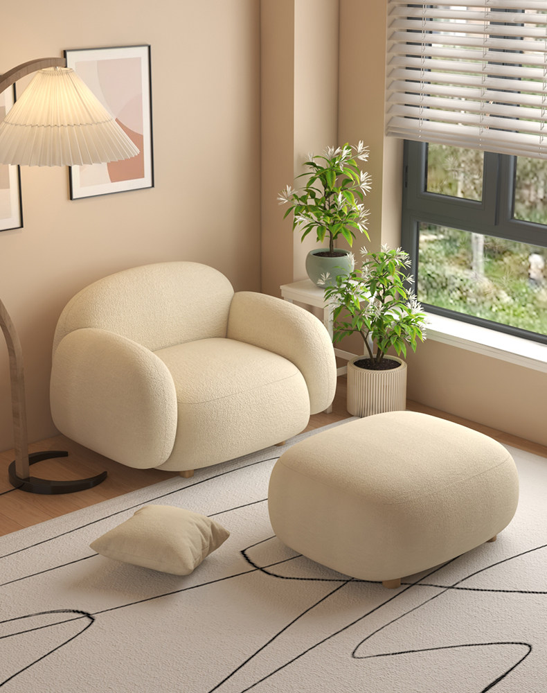 北欧布艺沙发简约现代服装店美容院面包轻奢羊羔绒模块小户型沙发