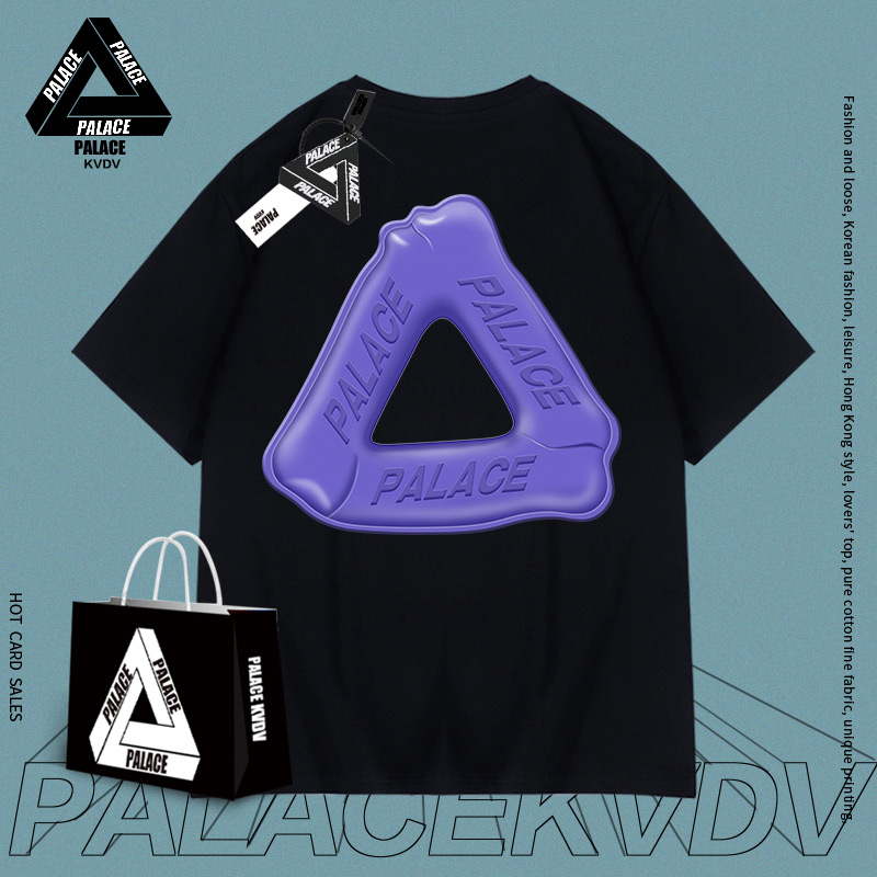 设计感短袖t恤欧美潮牌男三角夏季潮流情侣装宽松纯棉上衣情侣装