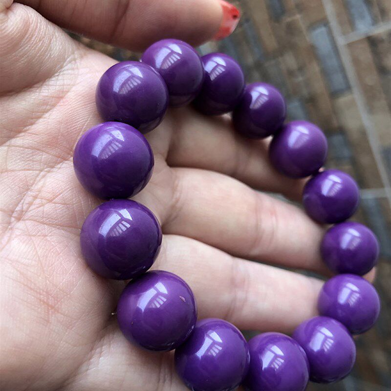 玉化云母紫云天然915mm油嫩极质软糯汁液渗出手链