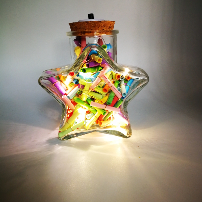 高档玻璃瓶现代信纸许愿瓶灯简星星瓶装奢华幸运星