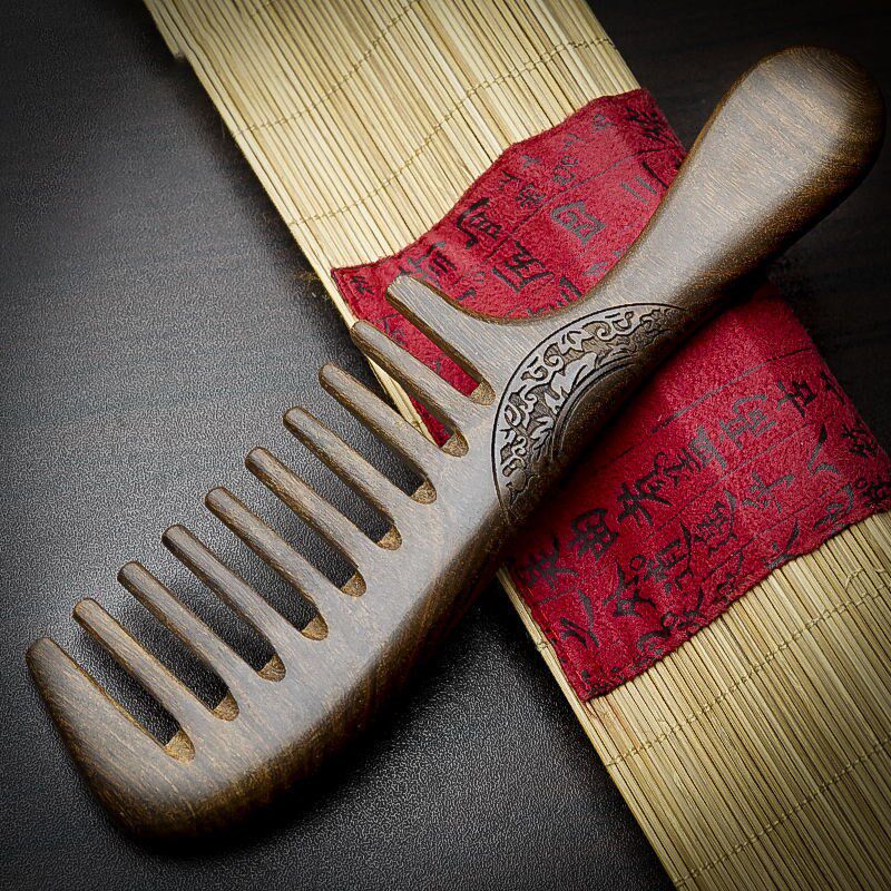 梳子手工木匠桃木防非檀香天然瑕疵谭手工清仓梳子