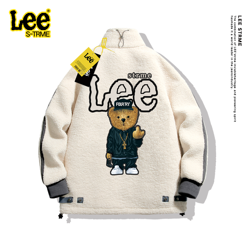 Lee SEBON联名小熊秋冬季新款男士羊羔绒外套棉衣摇粒绒情侣棉服