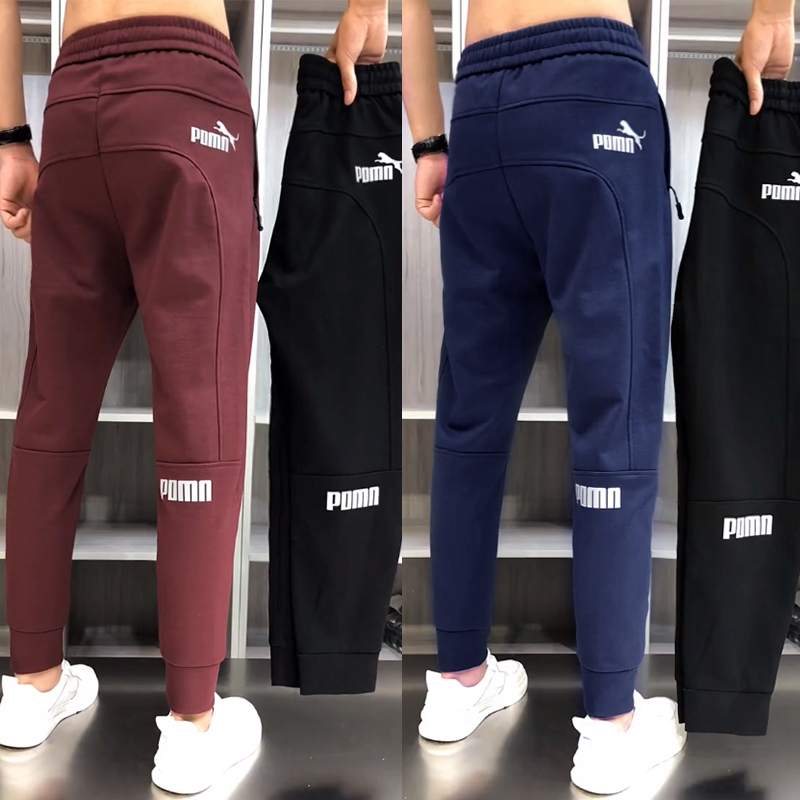 男士春夏针织休闲长裤网红同款时尚潮牌束脚裤松紧腰弹力运动卫裤