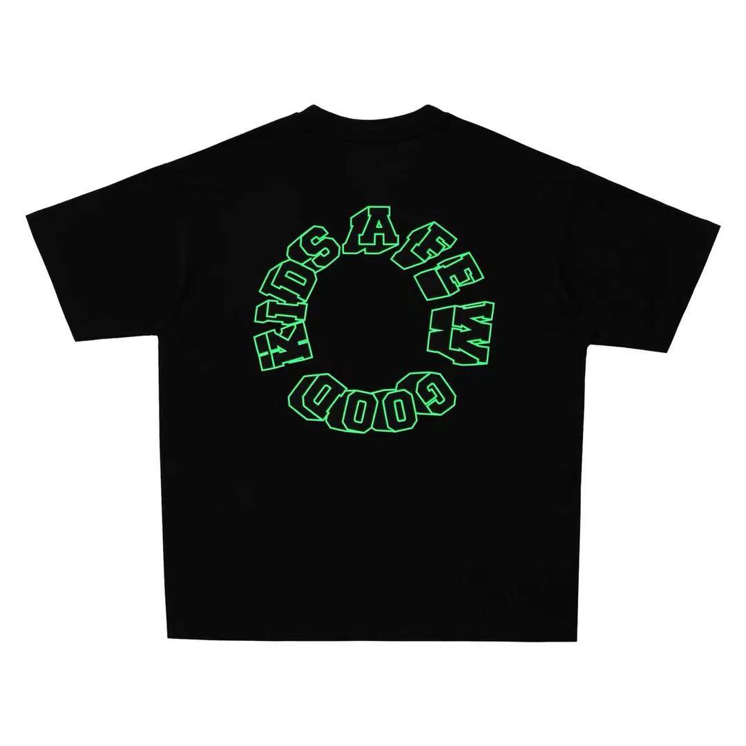 fff支线afgkafewgoodkids黑色夜光logo印花纯棉短袖体恤t恤
