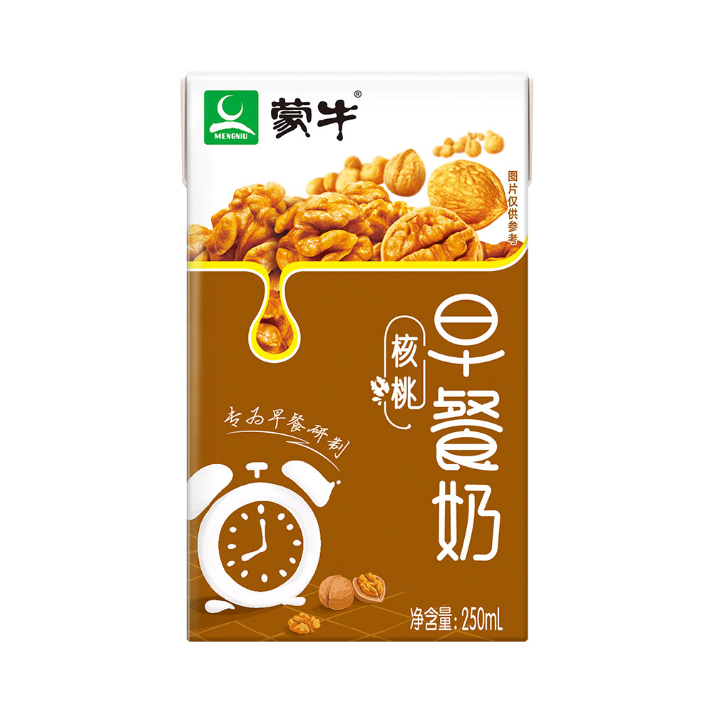 10月蒙牛早餐奶麦香/核桃味250ml*16盒整箱学生儿童早餐牛奶饮料-mc