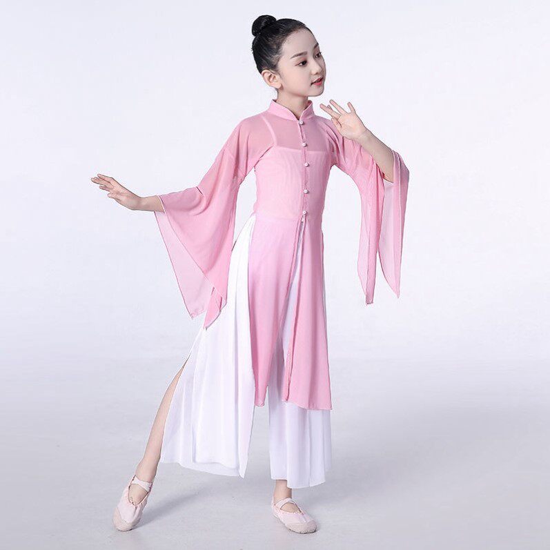 古风舞蹈儿童古典演出服女身韵纱练功艺考汉唐儿童演出服