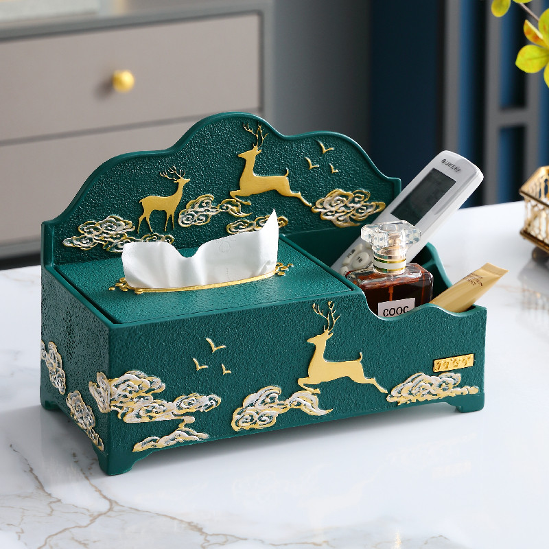 纸抽盒家用客厅创意纸巾盒客厅轻奢高档摆件茶几遥控收纳盒新中式