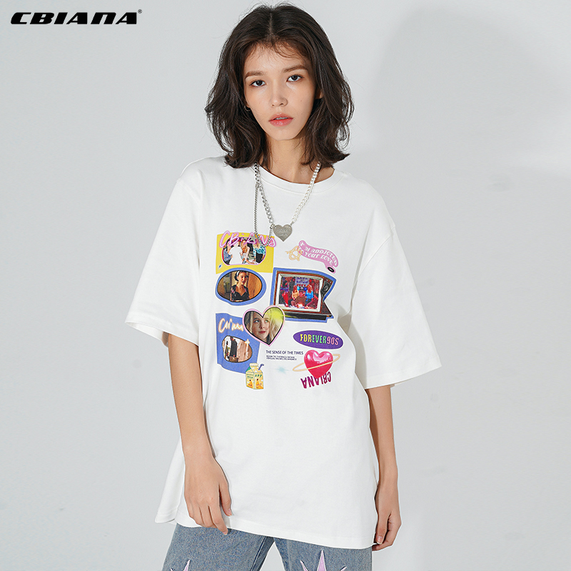 CBIANA原创设计潮牌【庆怜同款】短袖T恤插画印花半袖嘻哈体恤Tee