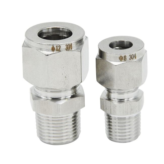 yx304不锈钢单双卡套式接头螺纹直通终端气源油管管接头