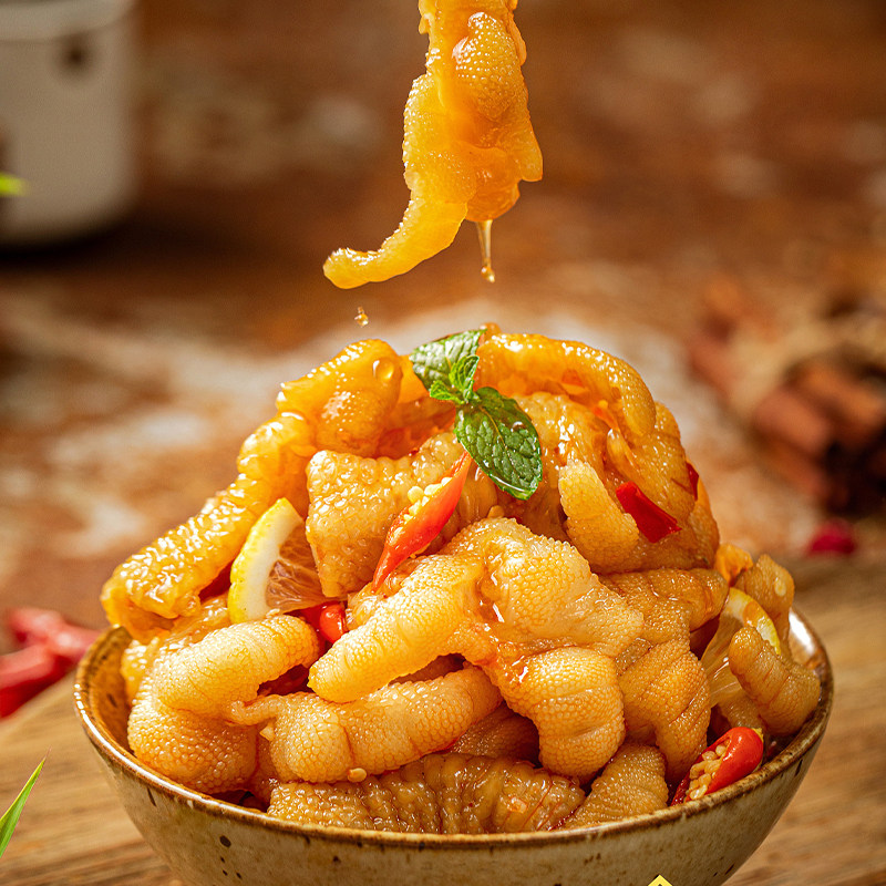 恒瑜泰式柠檬无骨凤爪脱骨鸡爪500克罐装即食鸡肉零食