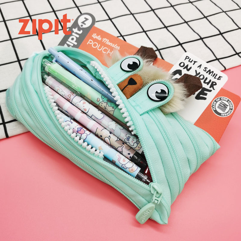 zipit小松鼠拉链笔袋薄荷绿小清新学生文具个性笔盒创意文具礼品收纳