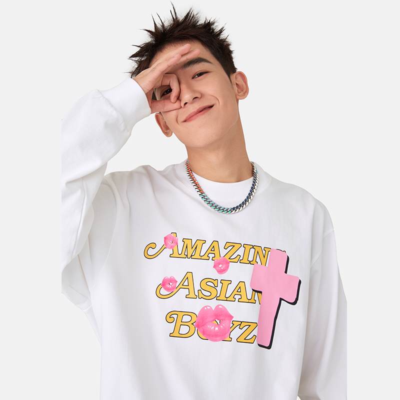 【AAB线上商店】潮牌嘻哈十字印花情侣卫衣 高天佐TroubleZ主理