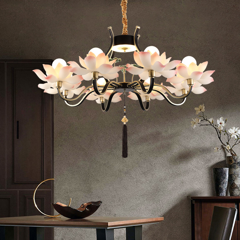 莲花吊灯新中式禅意佛堂寺庙走廊个性复古仿古其它灯具灯饰