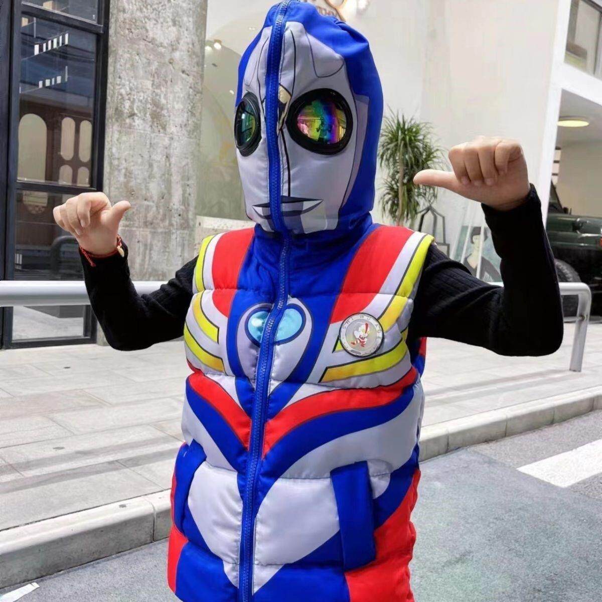 赛罗奥特曼棉袄男童带灯外套2022新款中小小童羽绒马甲