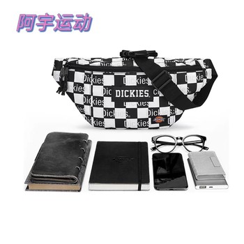 Dickies Dick ສີດໍາແລະສີຂາວ checkerboard ຕົວອັກສອນໂລໂກ້ພິມ dumpling ຖົງແອວ 182U90LBB20WH03