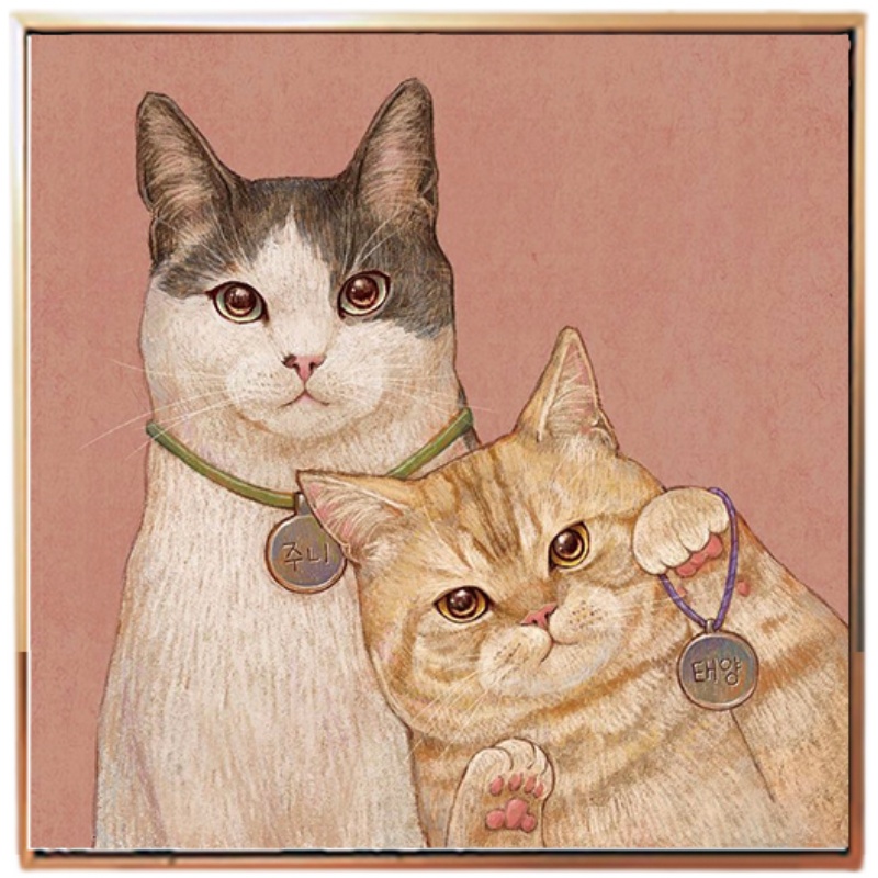 diy数字油画唯美猫咪宠物客厅手工色涂涂色解闷diy