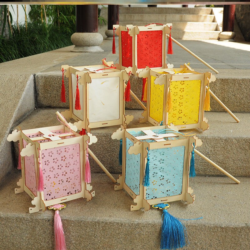 灯笼儿童中秋节仿古宫灯diy手工手提发光四角灯笼