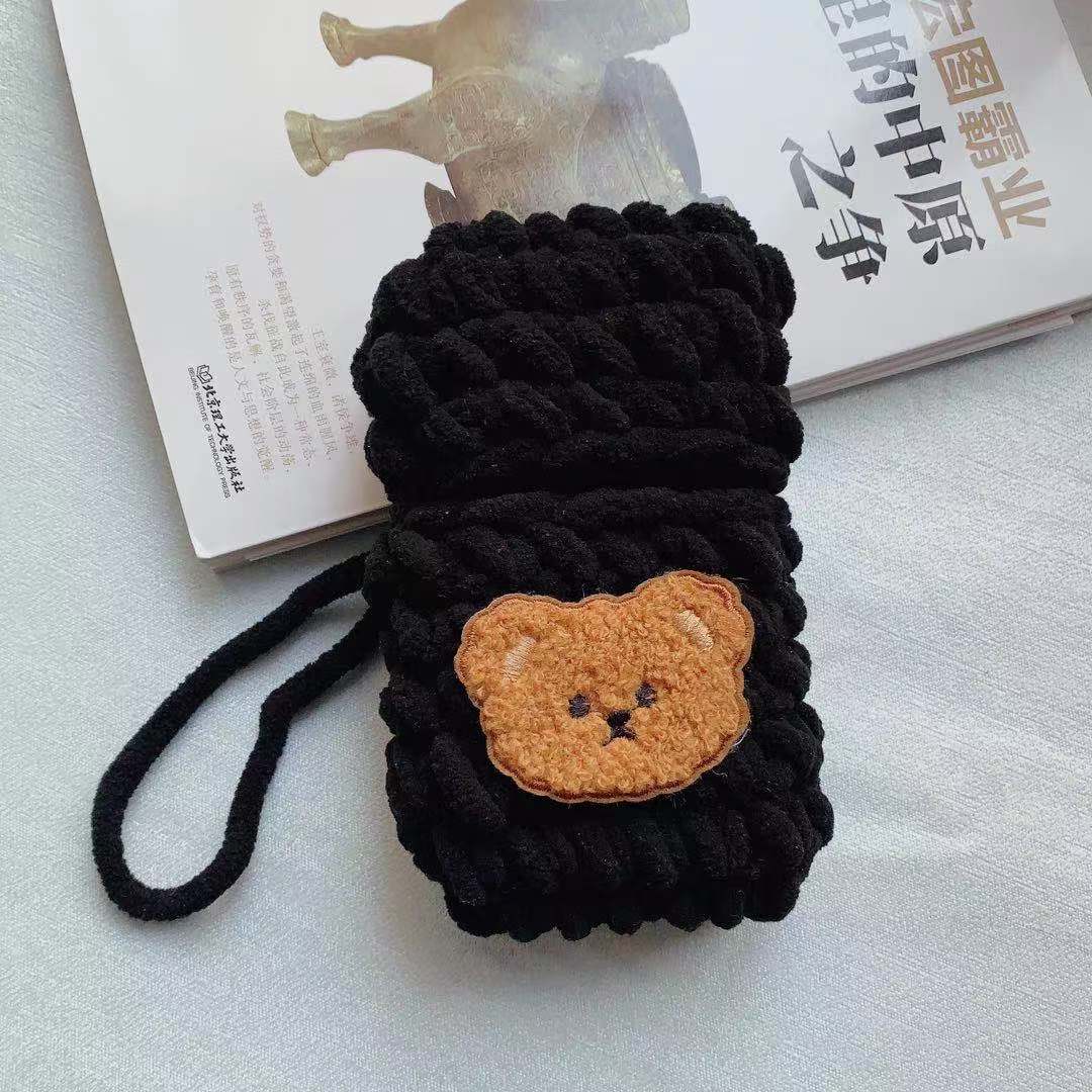 创意可爱小熊烟盒套送男女友编织diy软盒毛线毛线