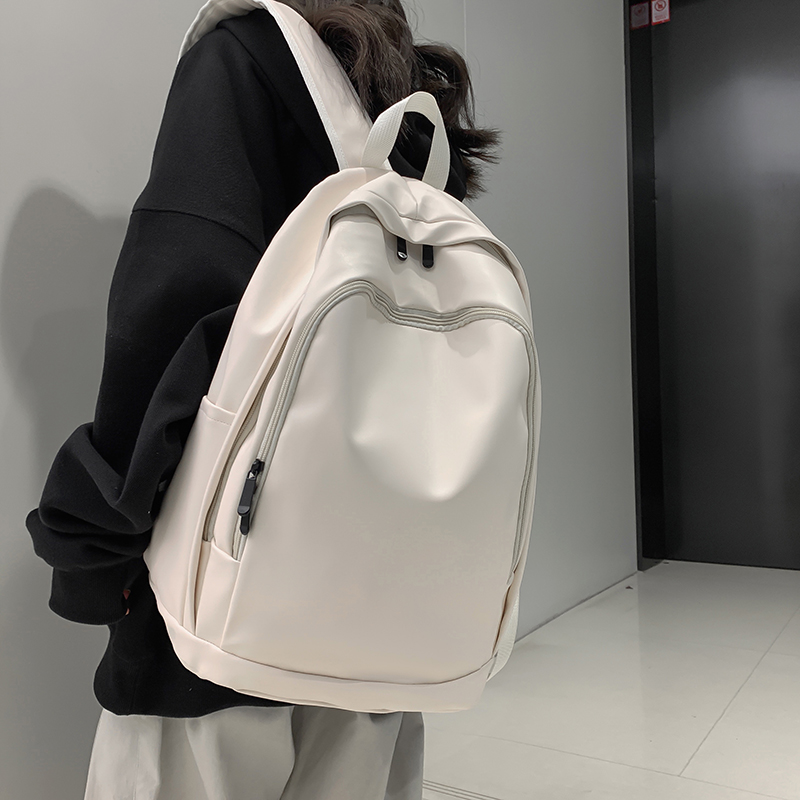 PU旅行书包女大学生高级感皮质背包2021新款大容量电脑包双肩包皮