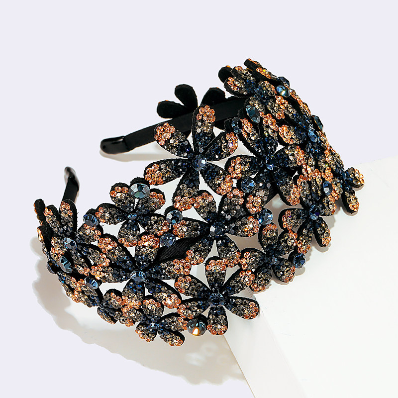 宽边发卡发箍头箍防滑钻开花朵富贵花水神器发饰