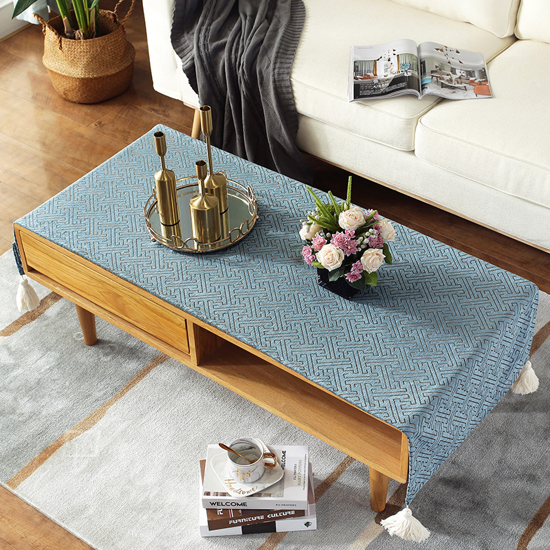 新中布茶几桌e式长方形客厅棉桌布艺餐麻现代简约轻奢网红盖巾北 | 伊