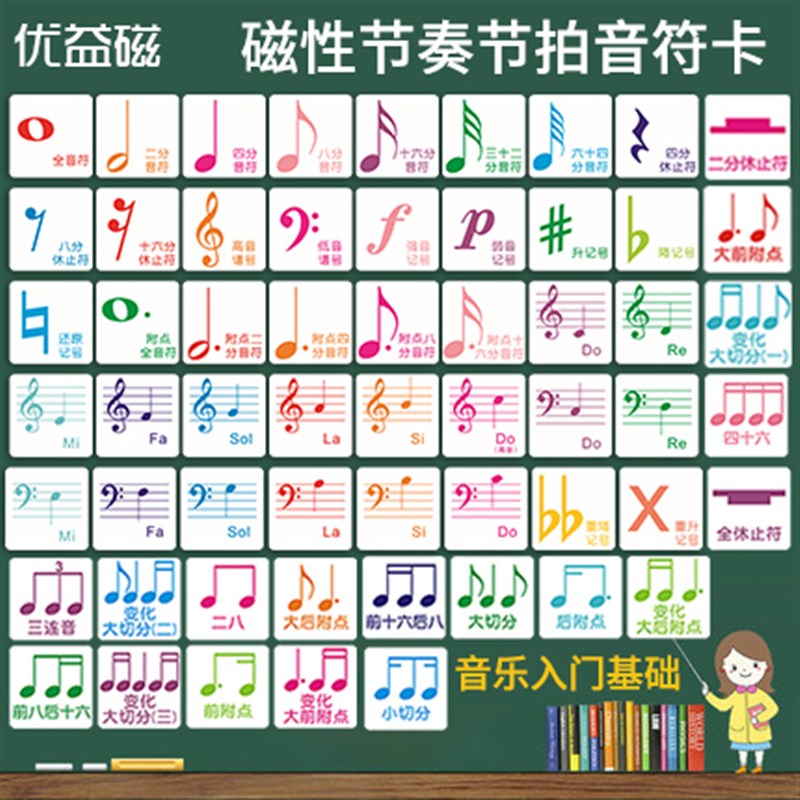 钢琴入门节奏节拍早教儿童幼儿中性五线谱卡片早教闪卡