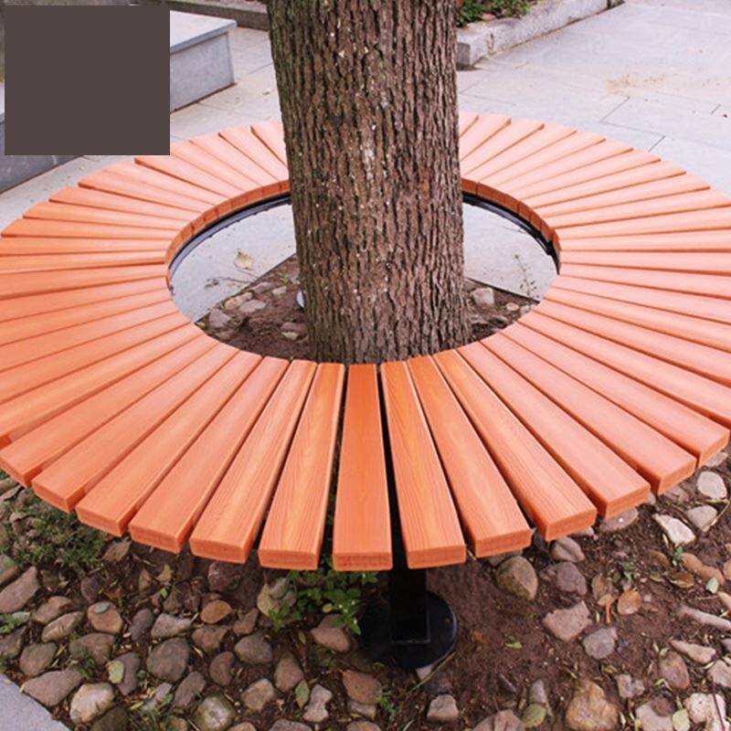 围树广场户外圆椅塑木公园椅树围椅圆形座椅公共椅