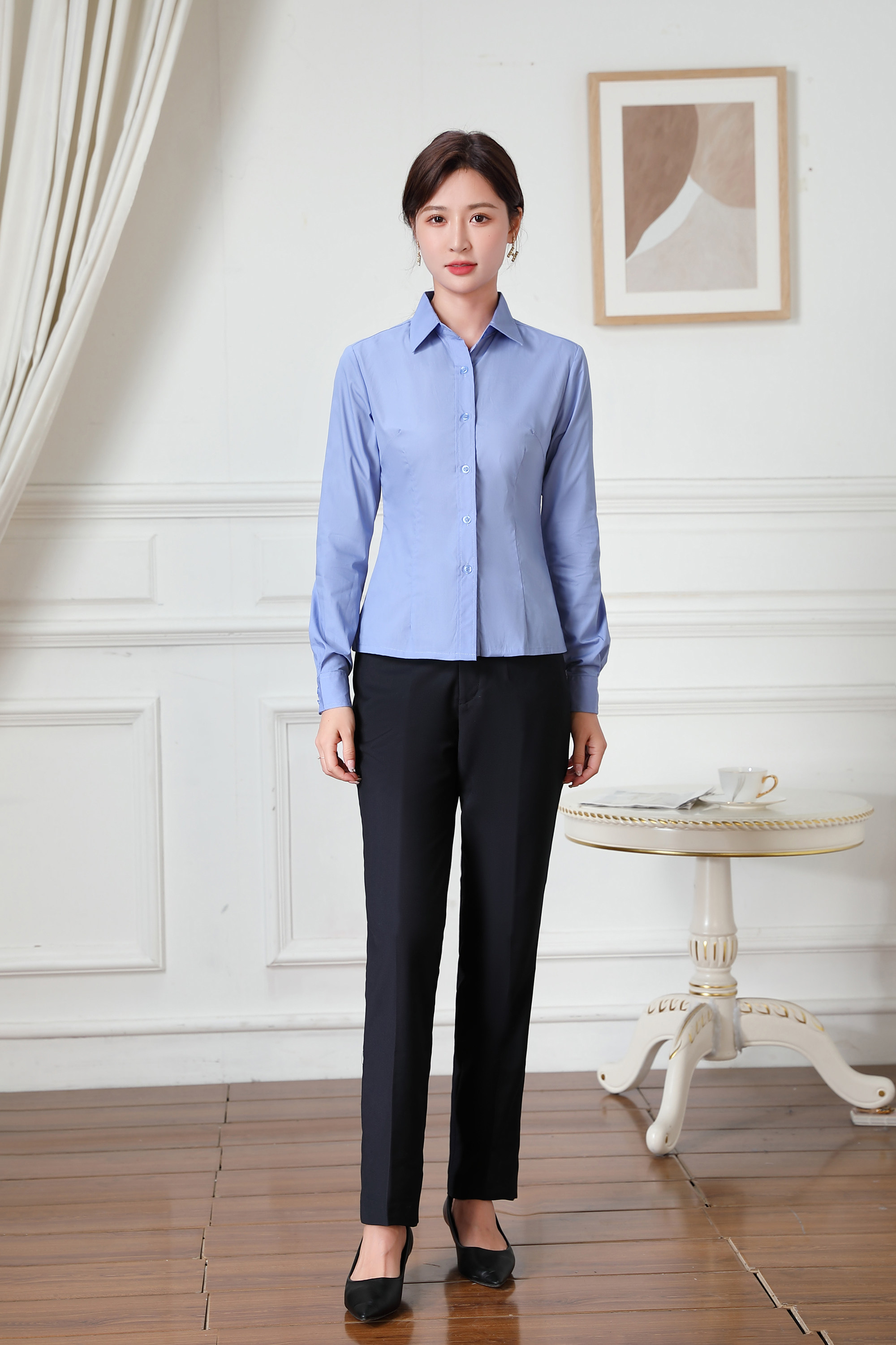 铁路新式路女衬衫内穿长袖春秋工作服外穿短袖衬衣职业女裤套装