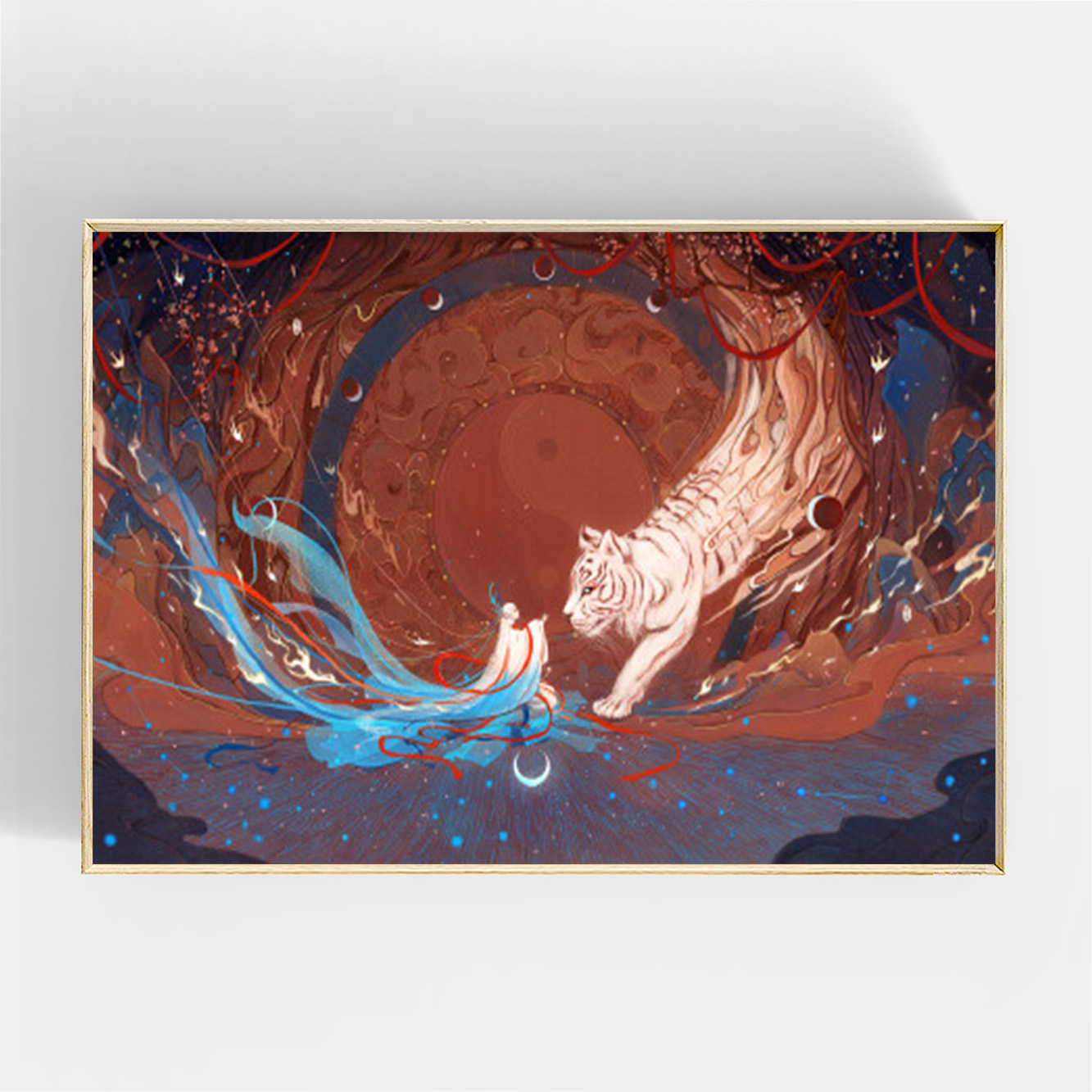 diy数字油画古风国风手绘插画装饰画填色丙烯创意diy