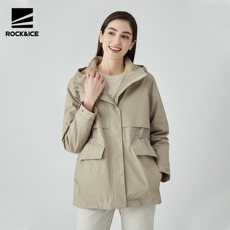 rockice冲锋衣女三合一可拆卸防风防水外套户外加厚冲锋衣