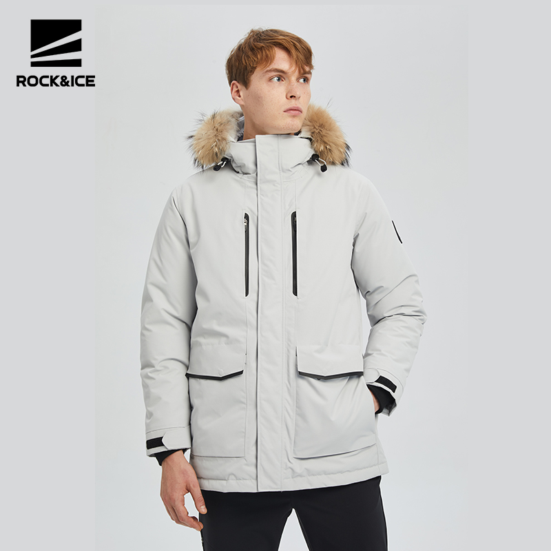 rockice户外羽绒服男2021年新款加厚保暖防寒衣服工装风防风外套