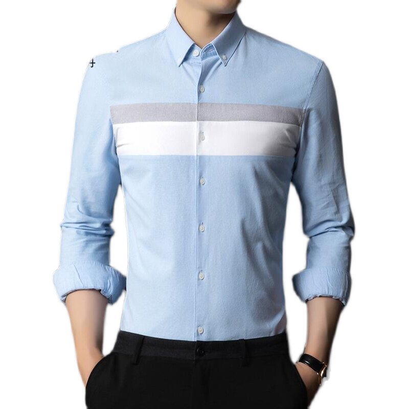 皮尔卡丹pierrecardin新款时尚休闲春款衬衫100蓝色衬衫