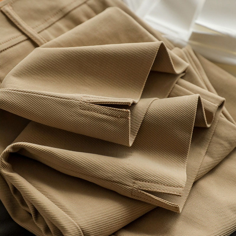 小个子搭配显高卡其色九分开叉高腰休闲裤子女显瘦2022新款早春款