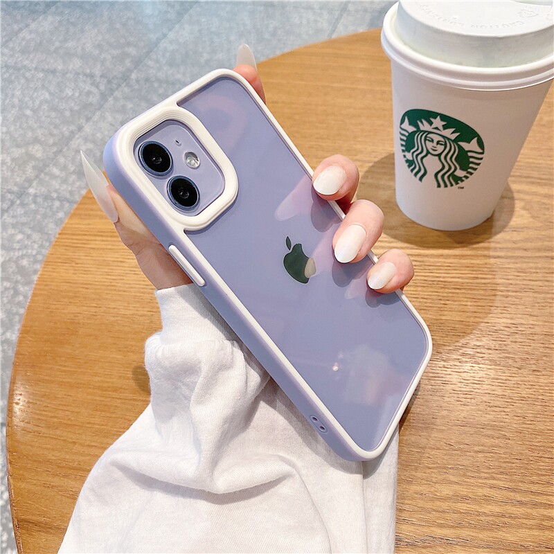 适用新款网红配色iphone12手机机壳透明苹果12promax手机保护套