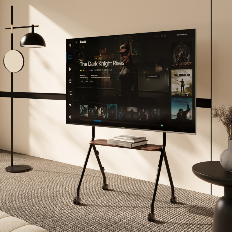 brateck北弧落地电视机支架带轮可移动式艺术支架电视推车fs350