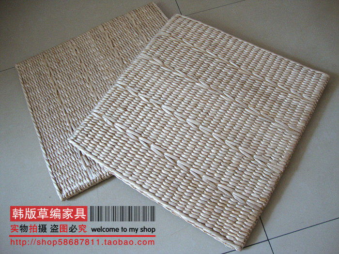 新编手编方形蒲草草垫草编瑜伽地垫靠垫蒲团榻榻米垫