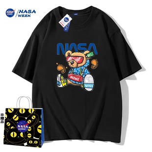 NASA GAME官网联名直播新品2024纯棉短袖t恤男女潮牌上衣情侣装XC