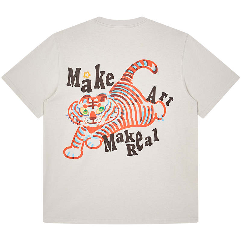 MAMR卡通虎年老虎印花短袖T恤潮流宽松休闲流行2022年男女情侣潮