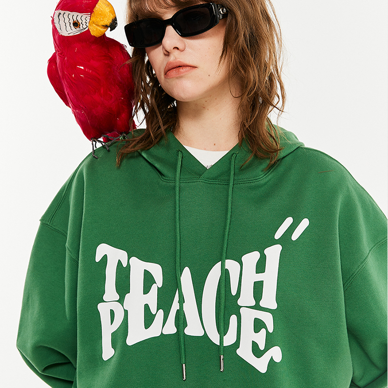 TEACH PEACE国潮字母连帽衫宽松男女百搭情侣装oversize卫衣夏季
