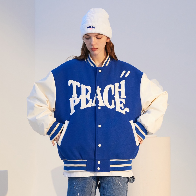 TEACH PEACE基础vintage棒球服冬季加厚美式宽松外套情侣款国潮