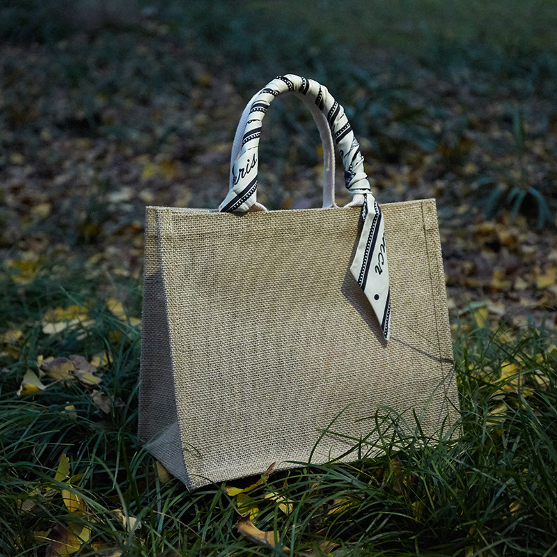 muji无印良品麻布袋黄麻diy袋子帆布包学生手提袋拎书女麻袋定制