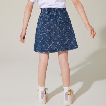 ASKjunior girls skirt skirt denim skirt summer ບາງຂະຫນາດກາງແລະຂະຫນາດໃຫຍ່ຂອງເດັກນ້ອຍ skirt ເດັກນ້ອຍ trendy skirt