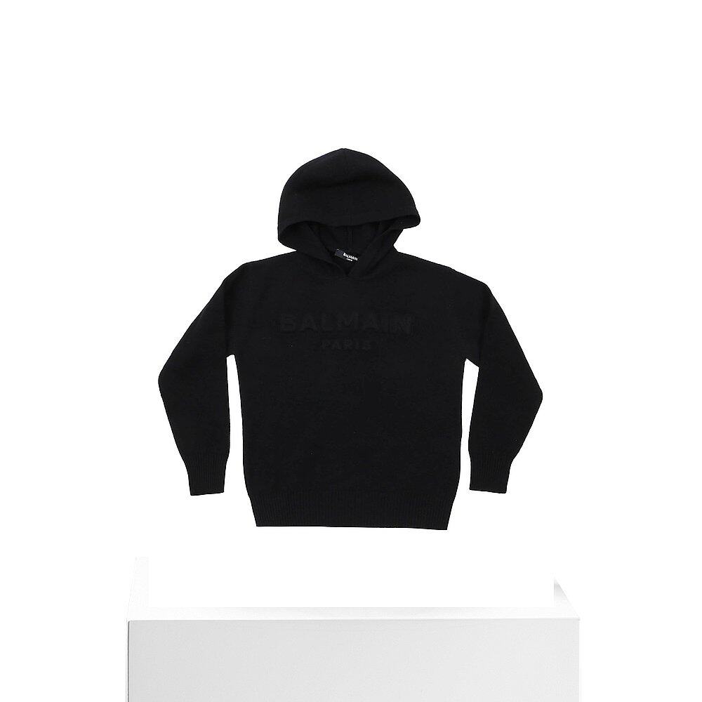 欧洲直邮balmain巴尔曼男童黑色棉质长袖连帽卫衣舒适百搭时尚