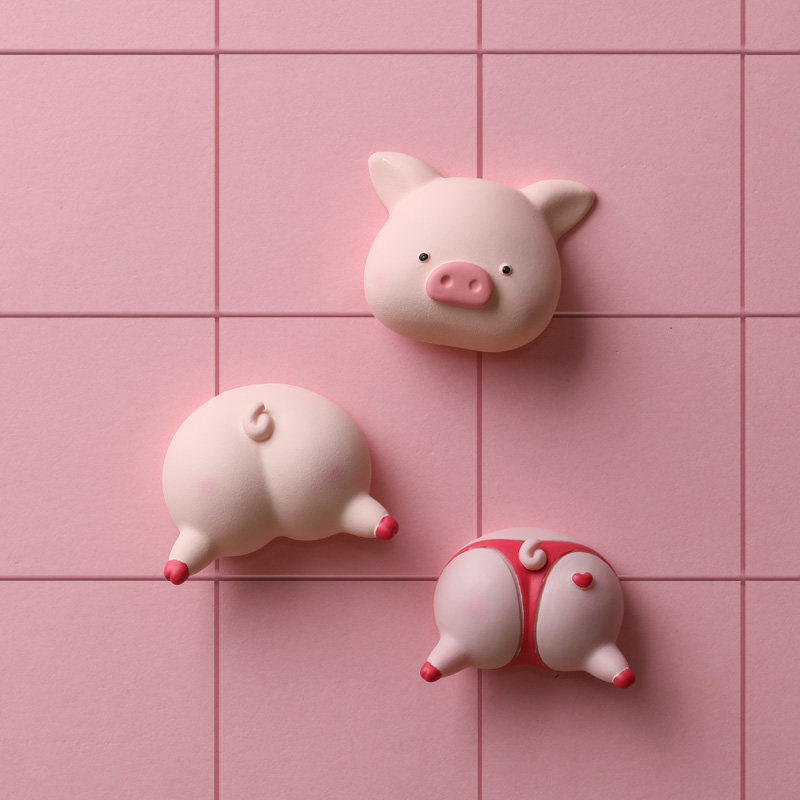 长耳兔动物粉猪屁股冰箱小猪爱心七夕文创产品冰箱磁性贴