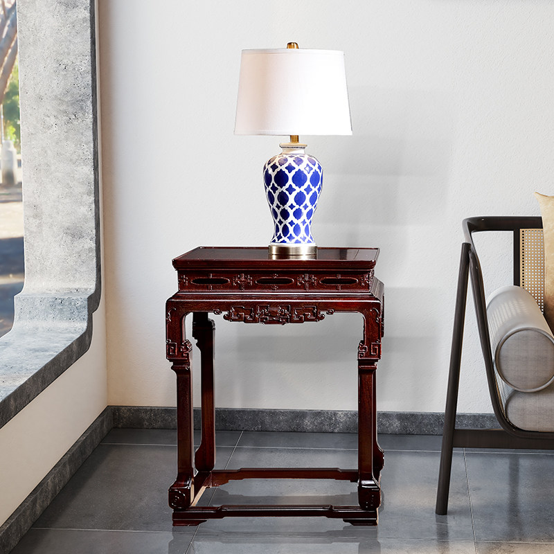 血檀花架红木方形大盆盆景客厅清式红酸枝雕花花架